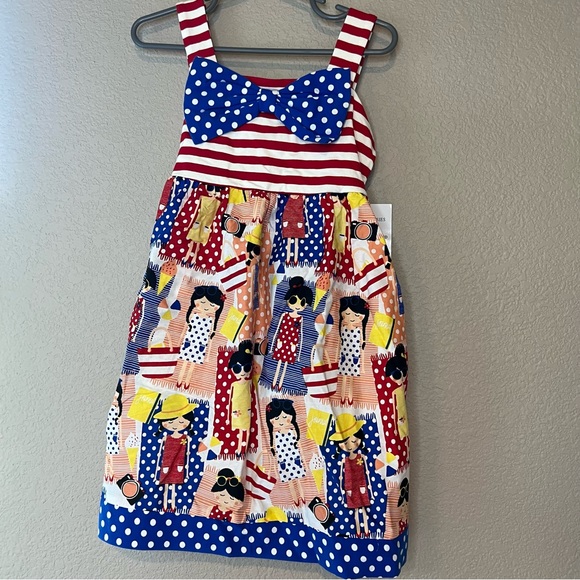 Counting Daisies Red & White Striped Dress, Fourth of July, Summer Pattern, NWT! - Picture 2 of 5